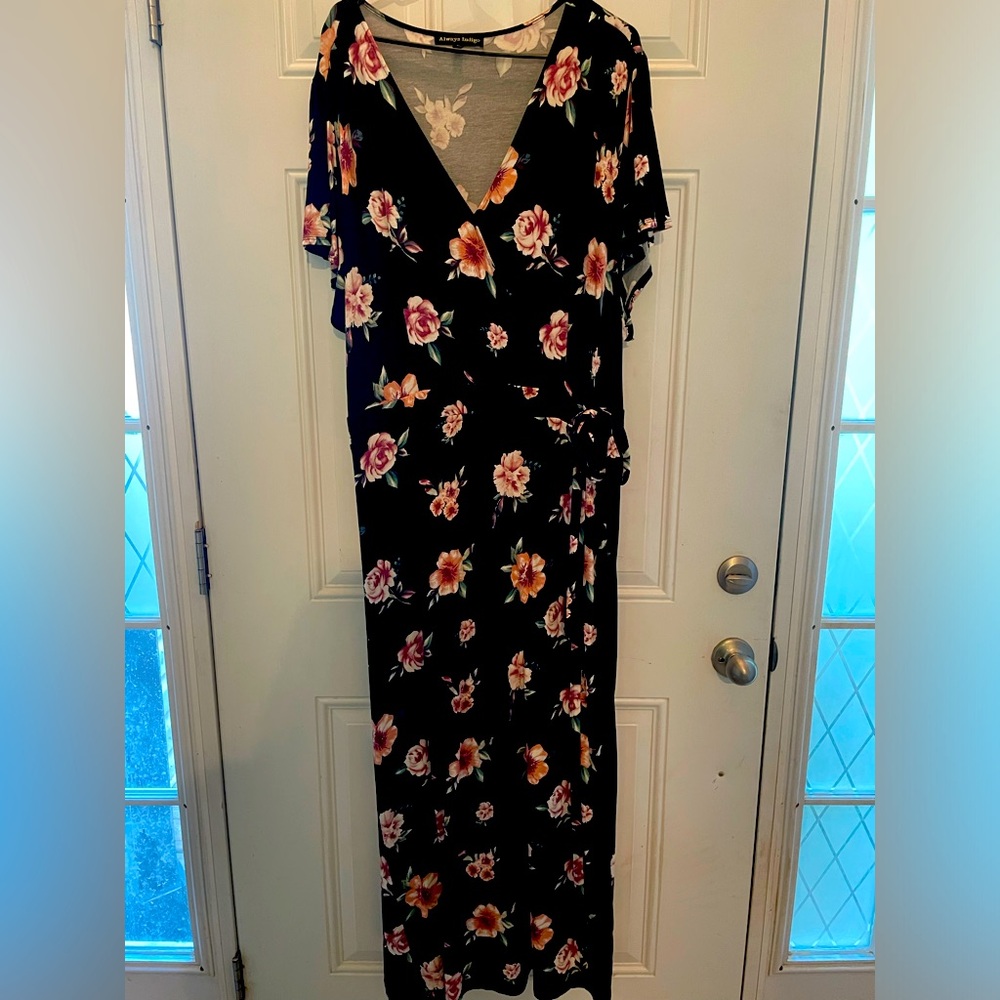 Maxi faux wrap dress.